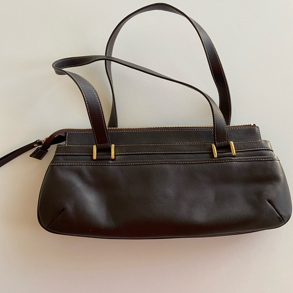 Vintage Y2K Baguette Ralph Lauren Brown Leather Shoulder Bag Double Handle - Picture 2 of 10